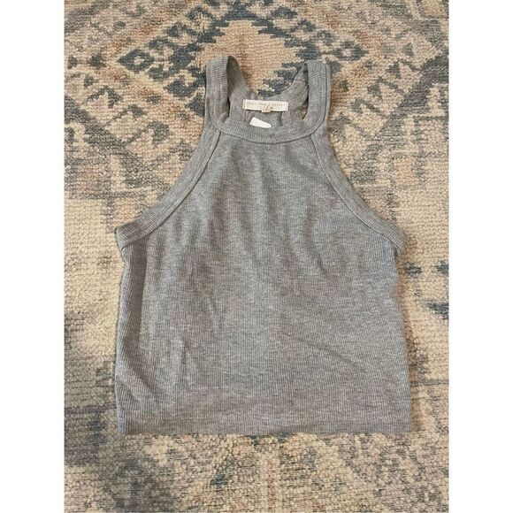 Urban outfitters truly madly deeply grey ribbed high neck crop top size M - Picture 1 of 5